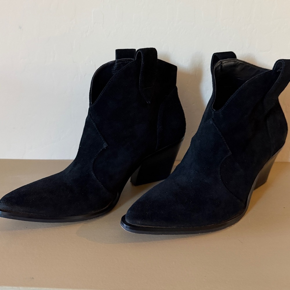 Jessica Simpson Western Bootie Black Zadie Pull On Suede Women’s 8.5 Cowgirl - Picture 2 of 11